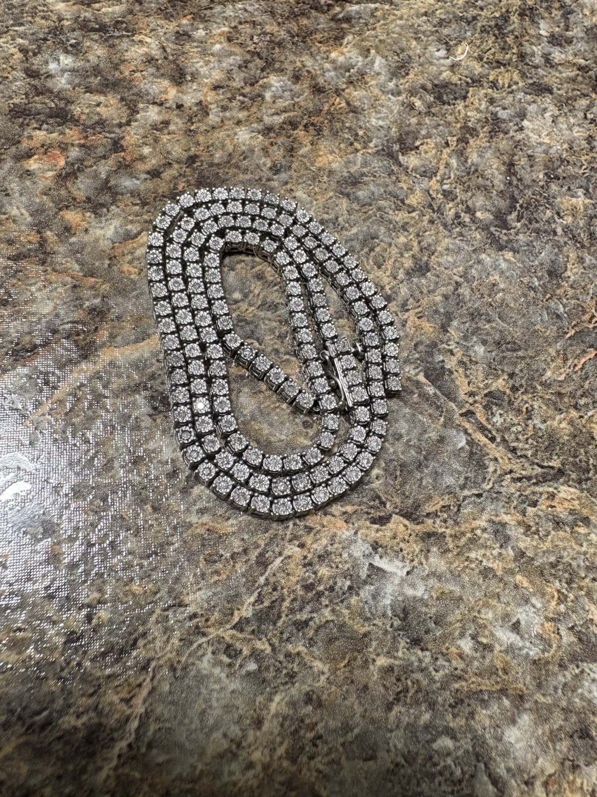Natural Diamond Tennis Chain 1.2ct Sterling Silver