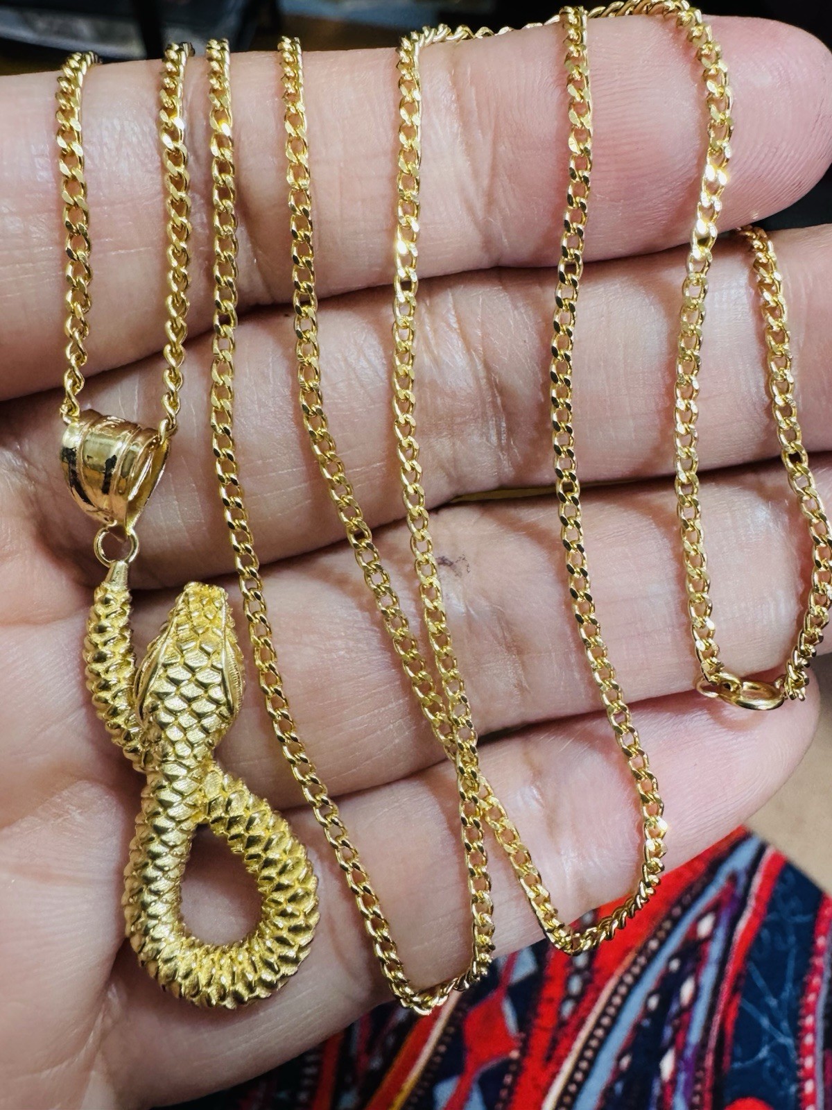 18K 750 Real Fine Mens Women’s Gold Snake Set Necklace 23.5/24” long 2.2mm 9.26g