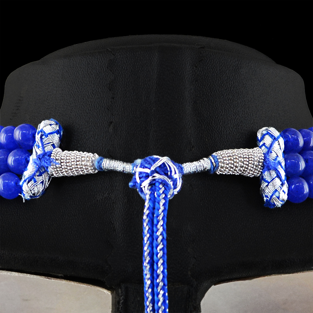 560.00 CTS EARTH MINED 3 LINE ENHANCED SAPPHIRE ROUND SHAPE BEADS NECKLACE