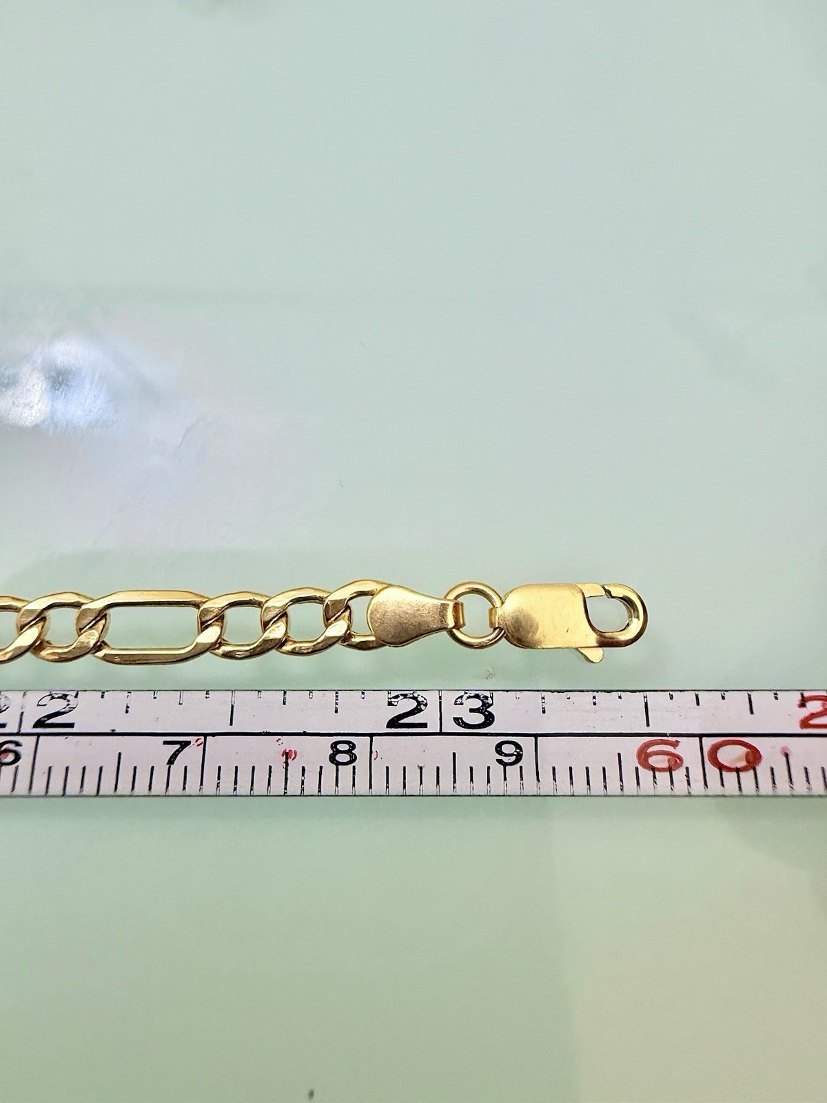 Pure 18K 750 Men Genuine Gold Chain Cuban Figaro Necklace 23.5” long 5mm 6.83g