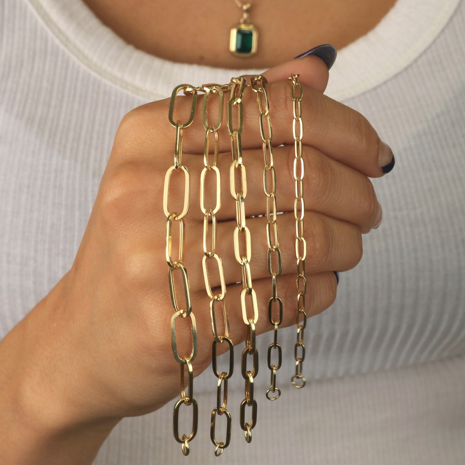 10k Yellow Gold Paperclip 2mm-7mm Chain Cable Rolo Bracelet Mens Womens 7″ – 8″