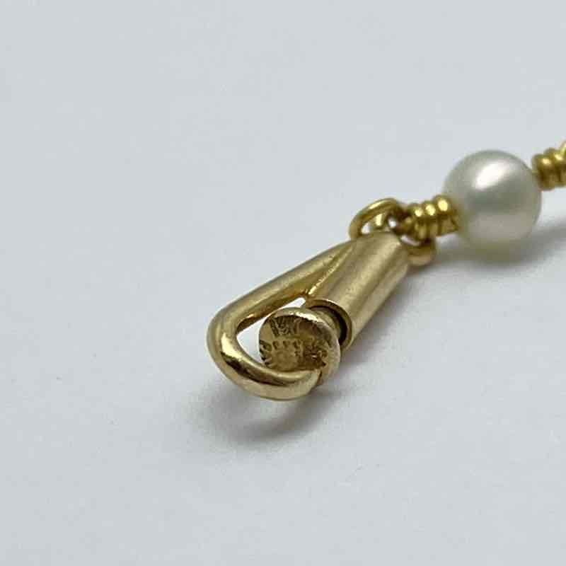 14K Yellow Gold Blue Topaz Pearl Station Dangle Necklace 17.25″ 7.28g