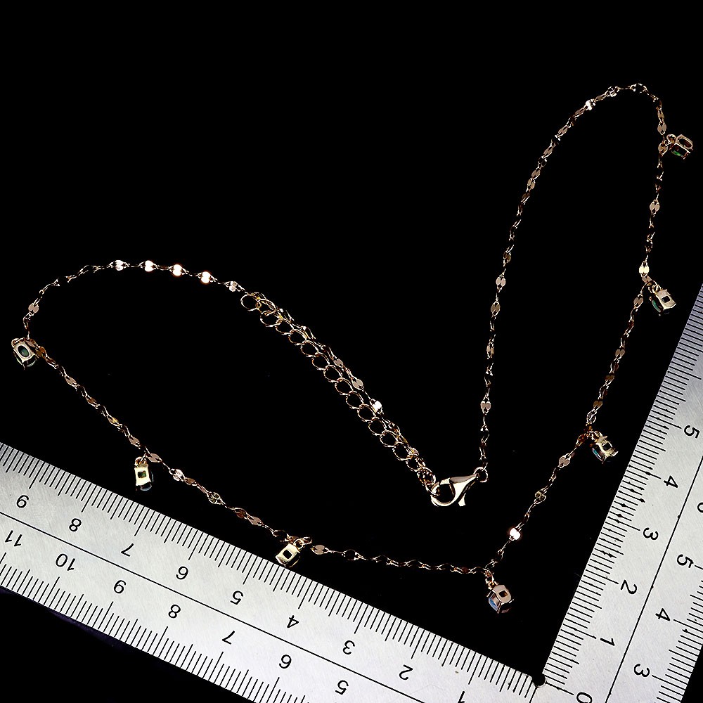 925 Sterling Silver Necklace Oval Fire Opal 4x3mm Natural Gemstone Jewelry 18in