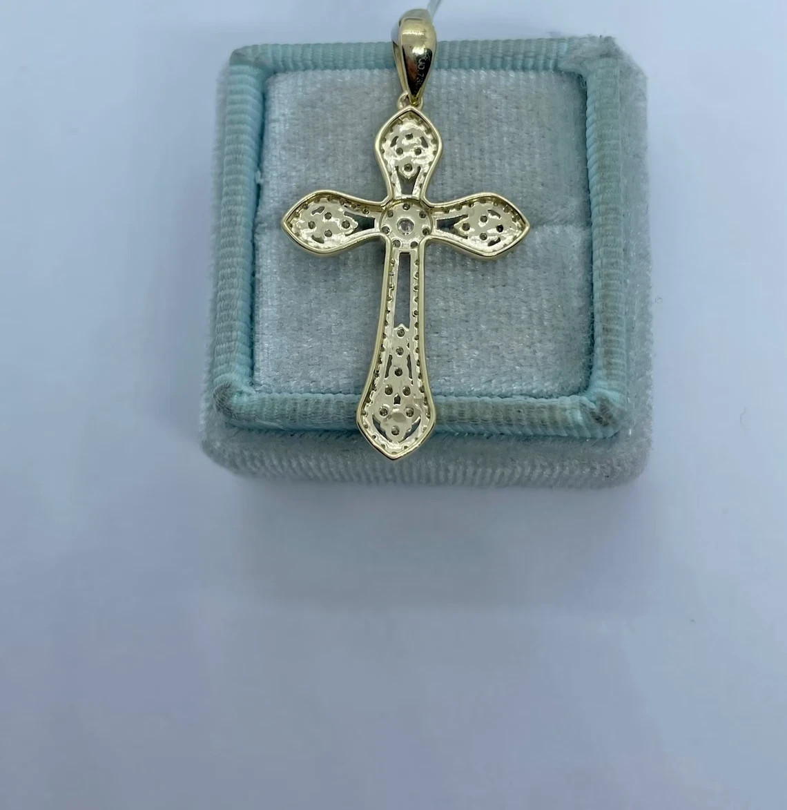 2Ct Round Created Diamond Unisex Cross Pendant 14K Yellow Gold Plated Free Chain