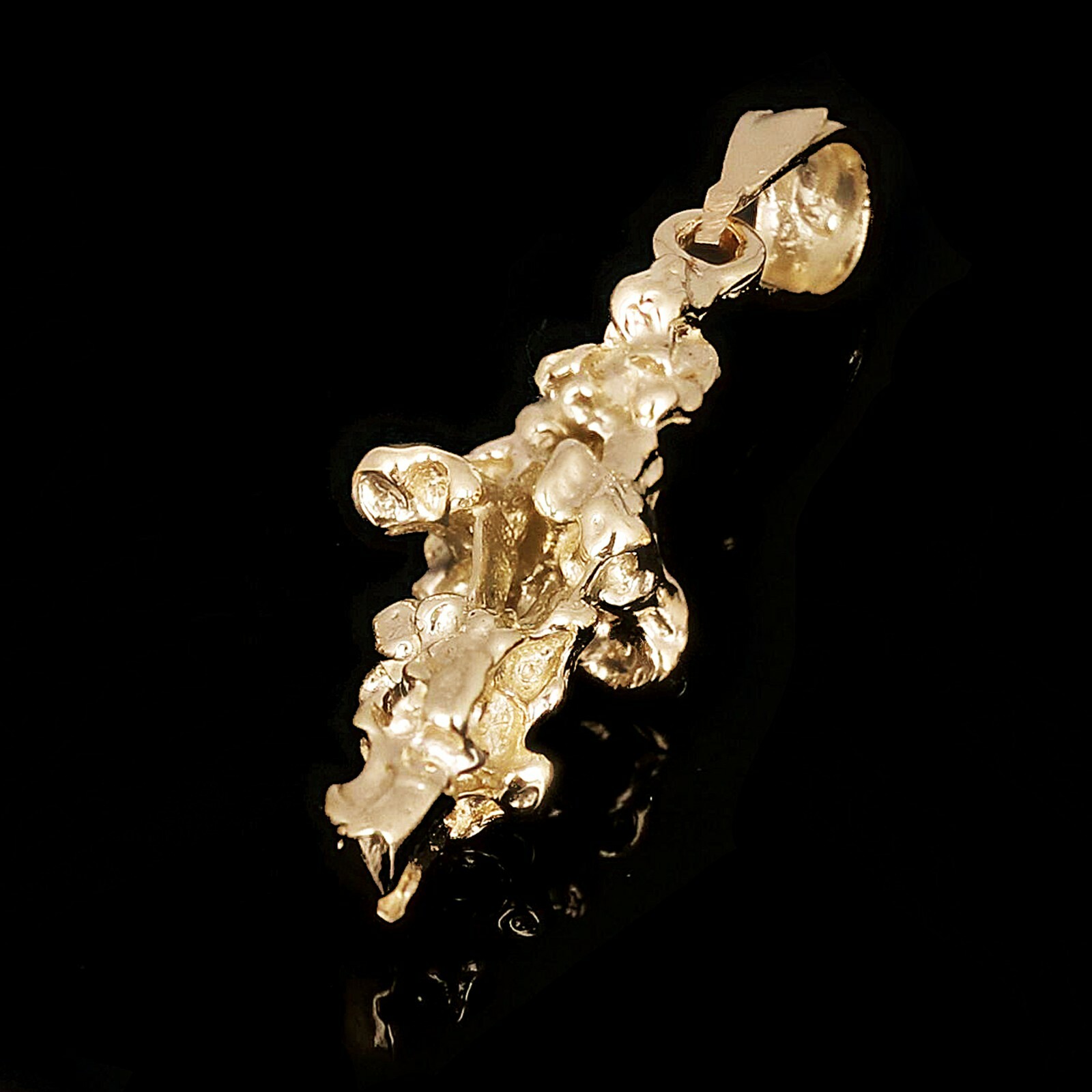 10k Yellow Gold Solid Free Form Nugget Charm Pendant 1.3″ 3 grams