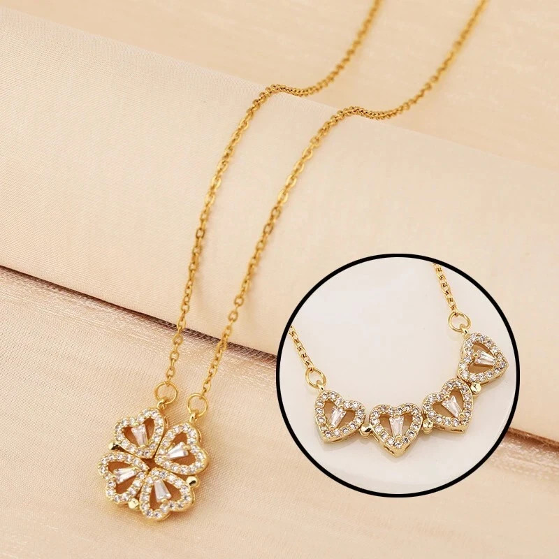3Ct Round Cut Lab Created Diamond Magnetic Flower Pendant 14K Yellow Gold Plated