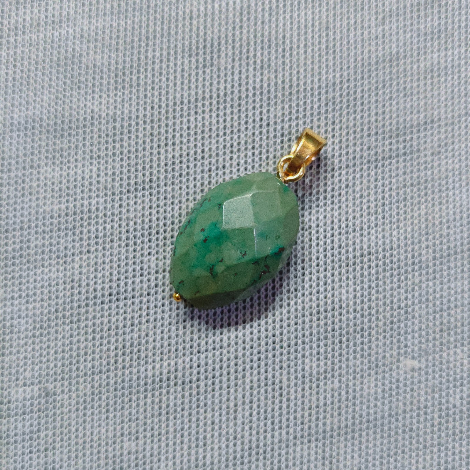Natural Tibet Turquoise Oval Cut Beads Brass Pendant Handmade Gemstone Jewellery