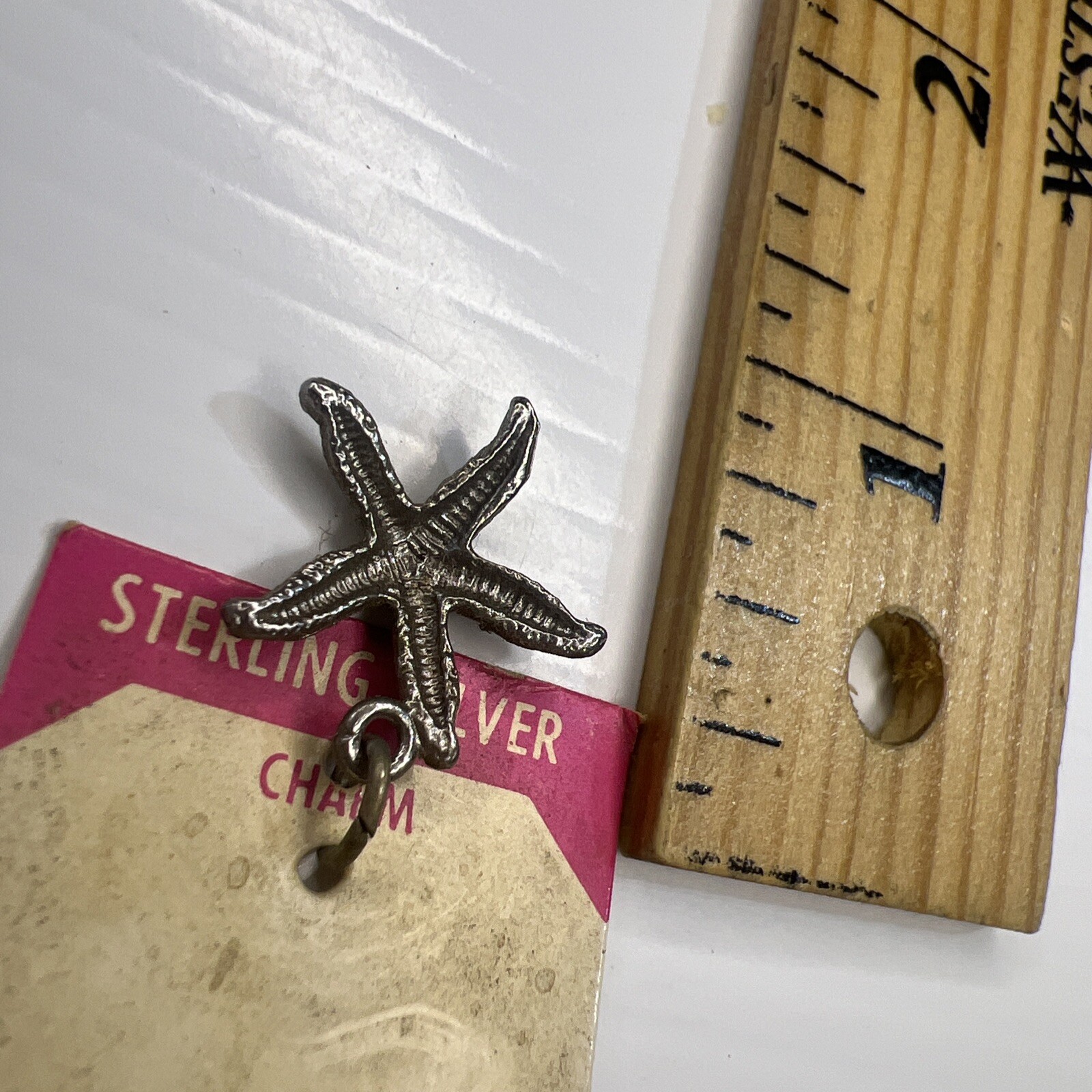 NOS 925 Sterling Silver Retro Charm Pendant Starfish Ocean Beach Souvenir Travel