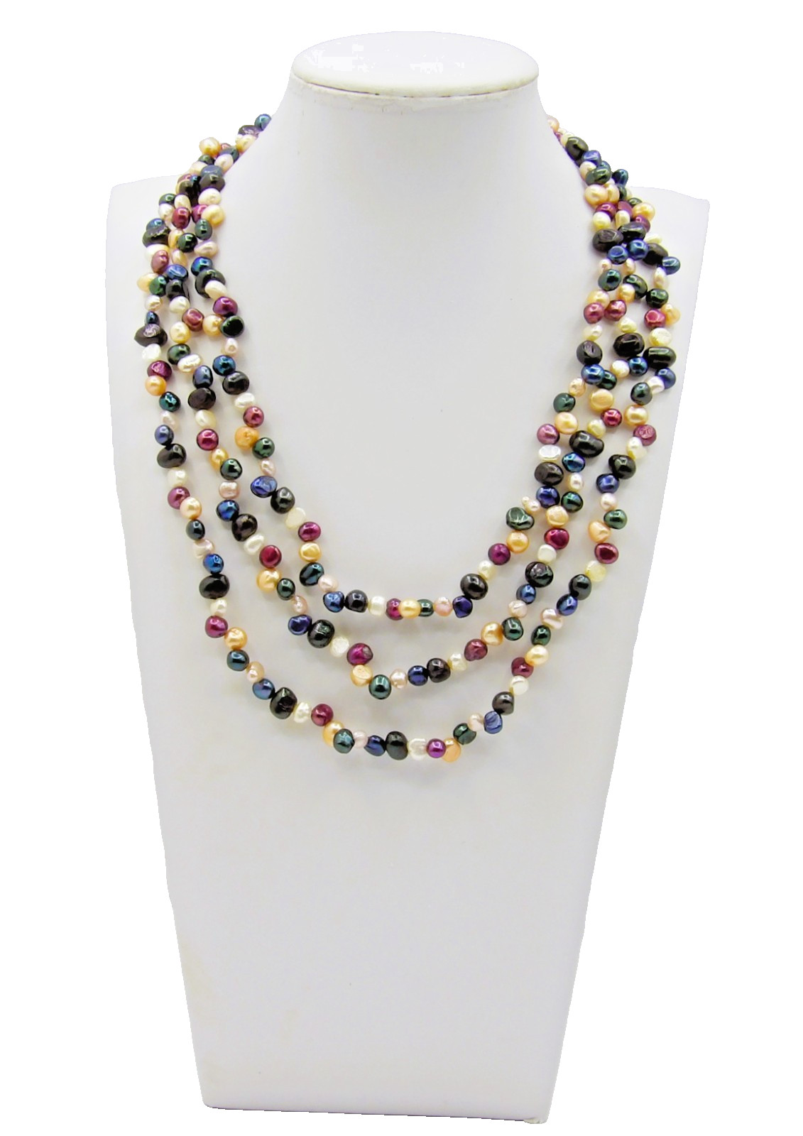 17 inches long Layered Multicolor Pebble Genuine Freshwater Pearl Necklace NK979
