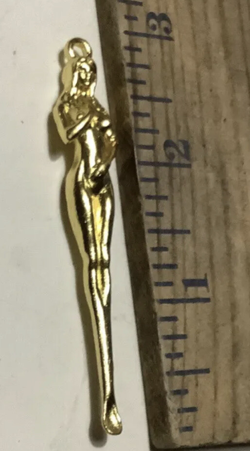 Vintage 1970’s Gold Metal Figural Nude Woman Head Snuff Spoon Unique 3” Tool