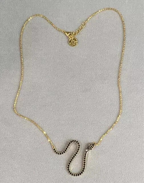 14K Yellow Gold Plated 2Ct Round Cut Black Lab Created Women’s Snake Pendant