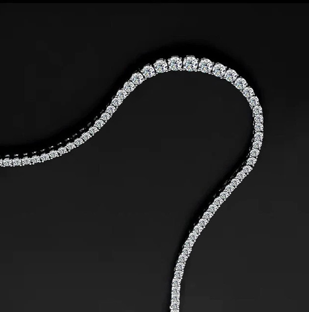5ct VS1 Real Moissanite Diamond Graduated Tennis Necklace 925 Silver 16″