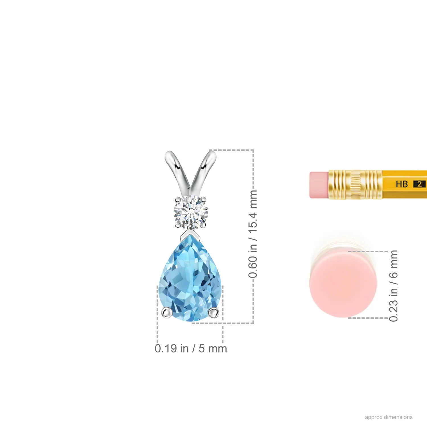 Angara Natural Swiss Blue Topaz Teardrop Pendant Necklace with Diamond in Silver