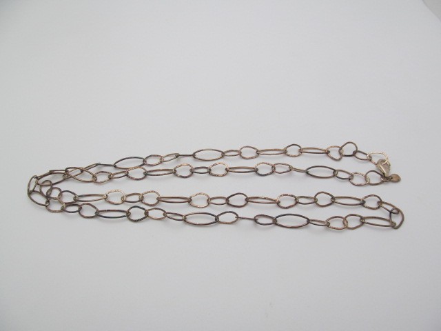 Silpada 925 Sterling Silver Patina Elongated Hammered Oval Link Chain Necklace
