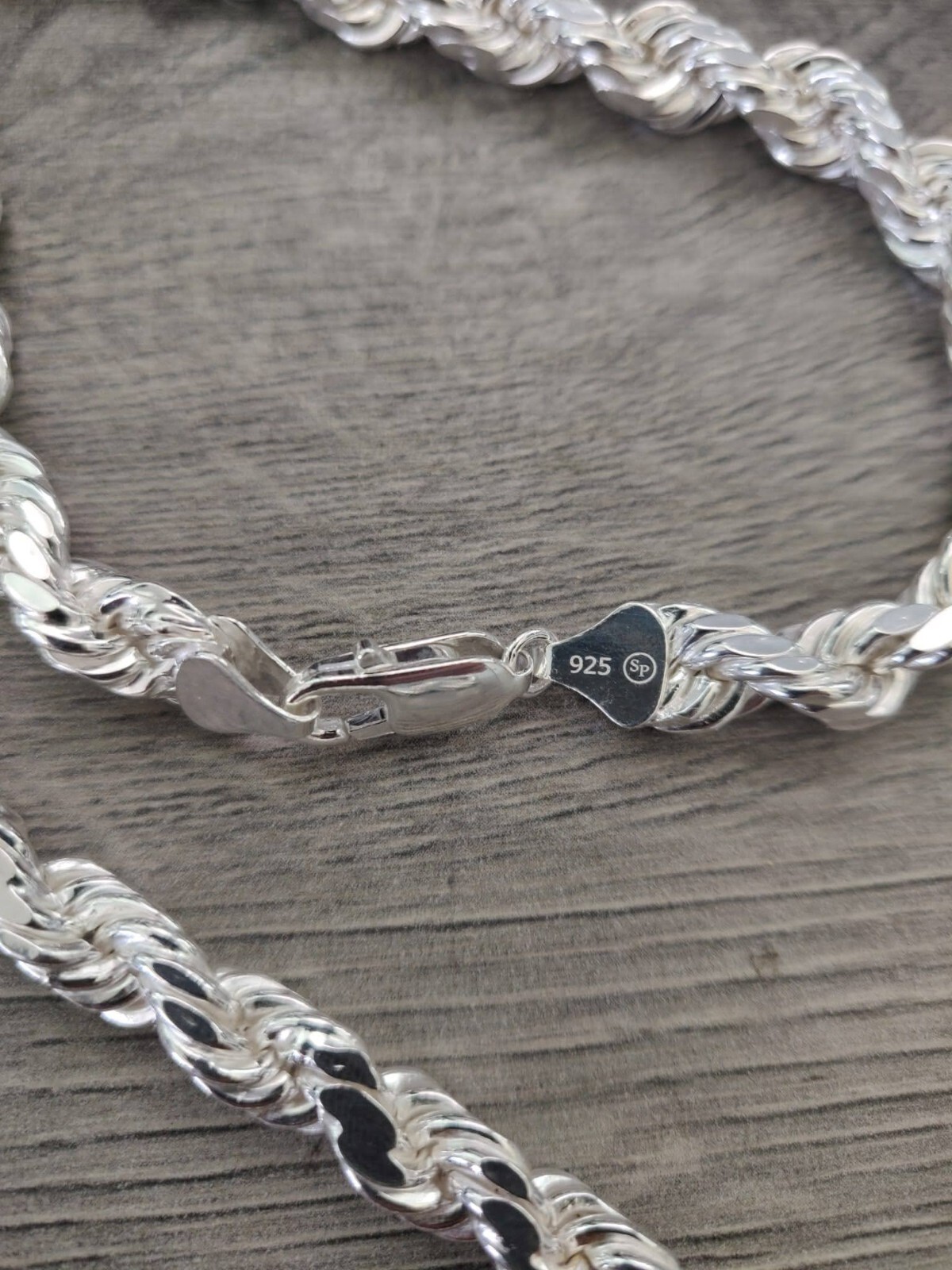 Sterling Silver rope chain hollow / torsal de plata 925 62.2 g 7.6mm 26″ larga