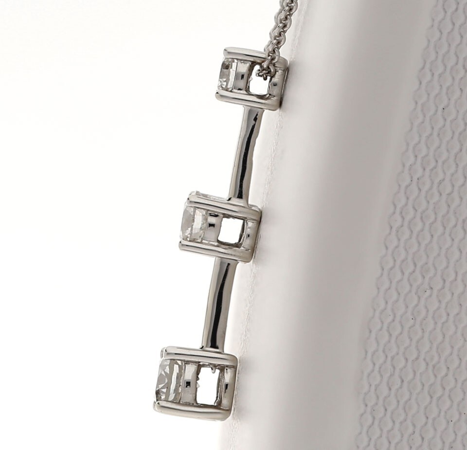 Diamond Past Present Future Pendant Necklace .77CT 14K WG 16” Chain