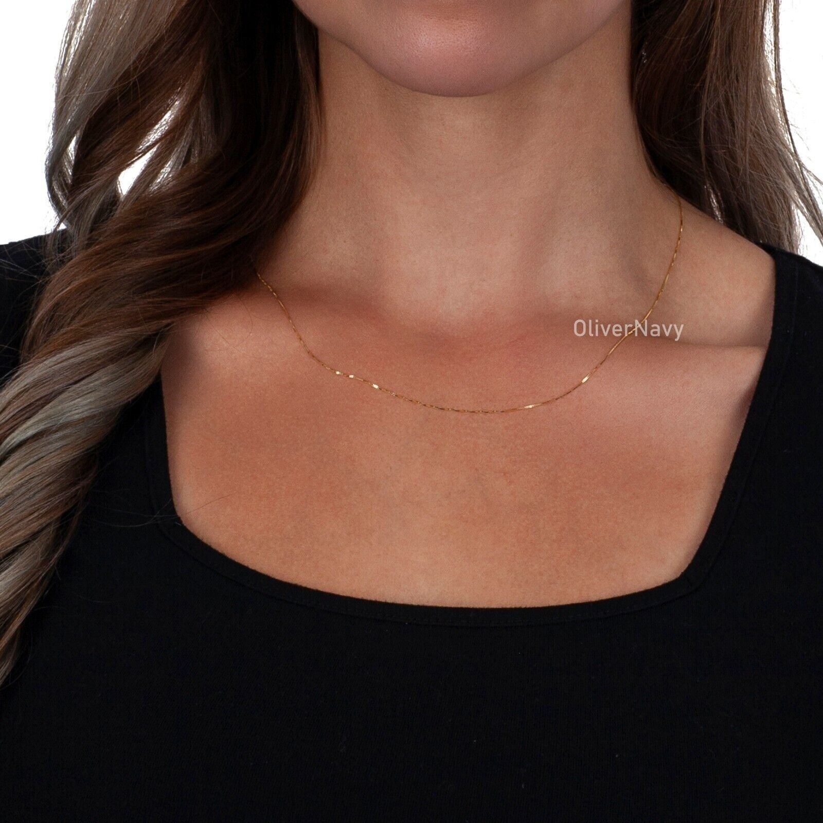 10K Solid Yellow Gold Box Chain Women 16” 18” 20” 22” 24′ 26” 30”