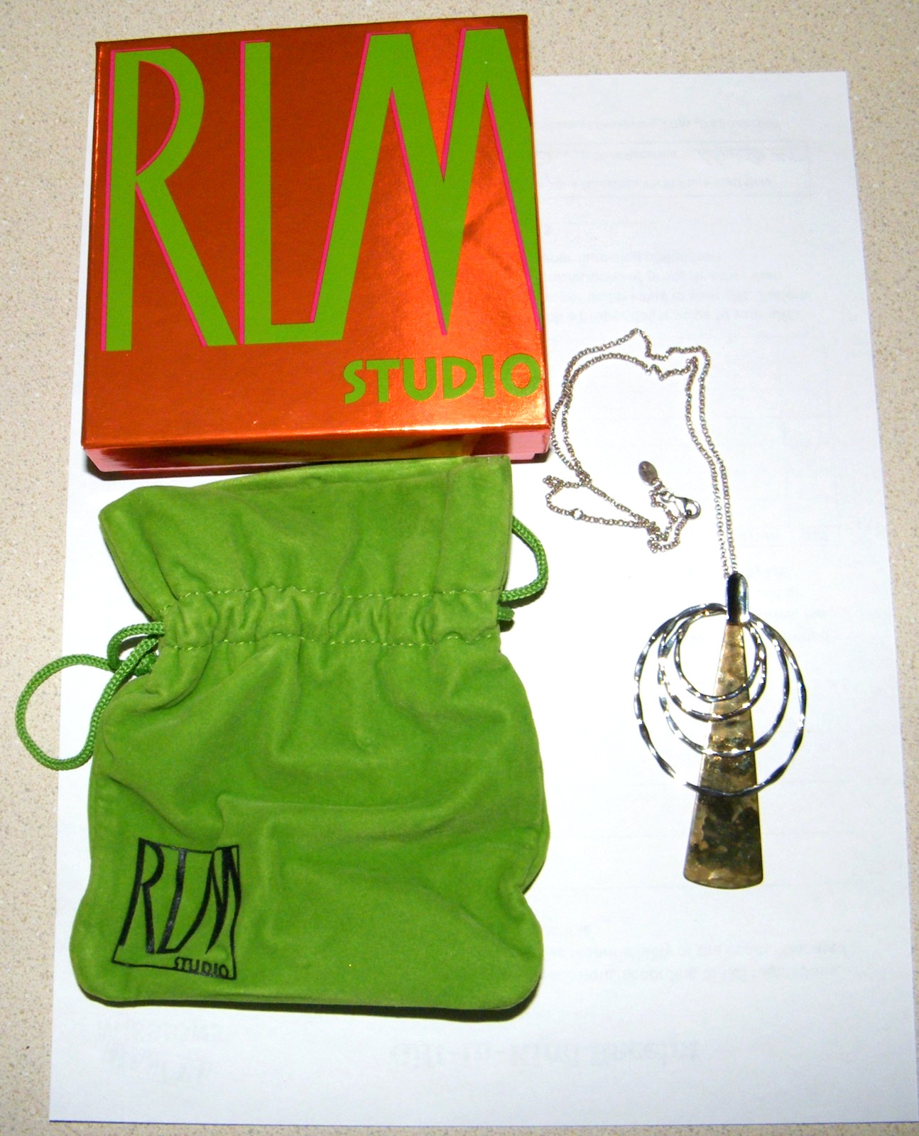 RLM Studio Hammered Sterling and Brass Pendulum Pendant w/ Chain