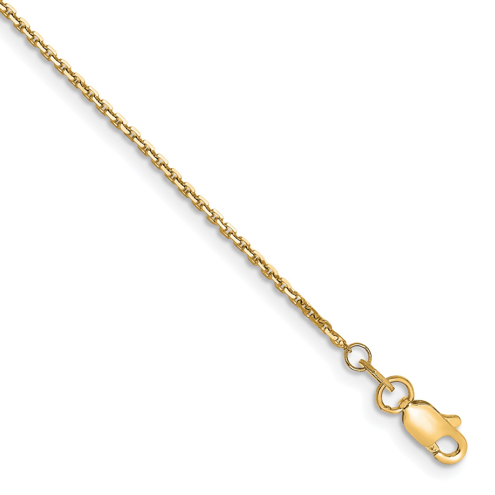 10K Yellow Gold 0.8-1.65mm Cable Chain Necklace 9-24 Inch Mens Womens