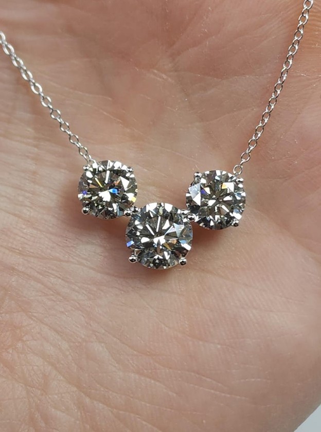 14Kt Gold 7 Ct 3 Stone Lab Grown Diamond Pendant