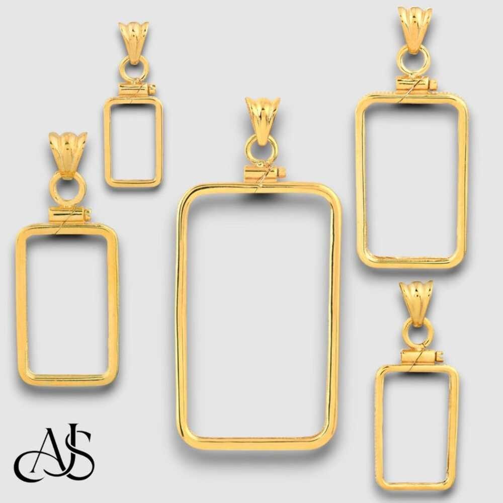 Gold Bar Pendant Frame Bezel for Swiss Credit Pamp Suisse 1-20 grams, 1/2 – 1 Ou