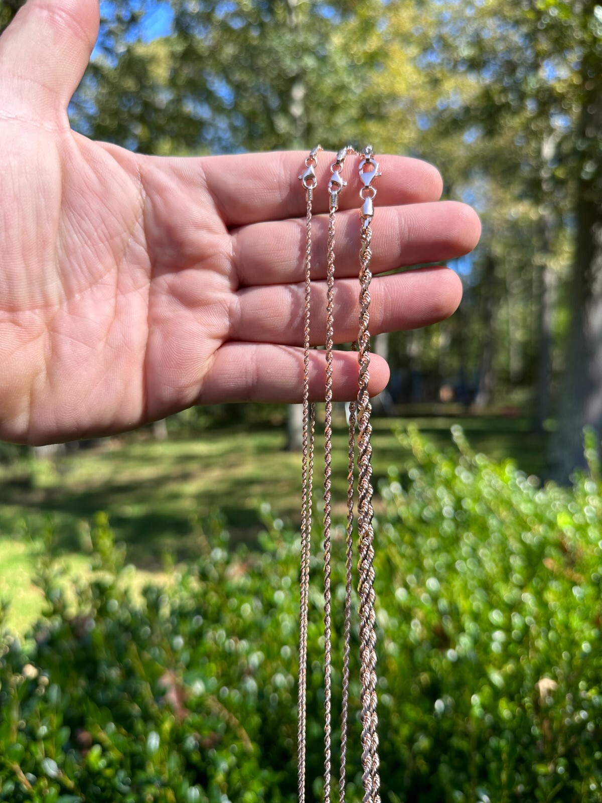 Solid 14k Rose Gold Men’s Women’s Real Rope Chain Necklace 1.5mm-4mm