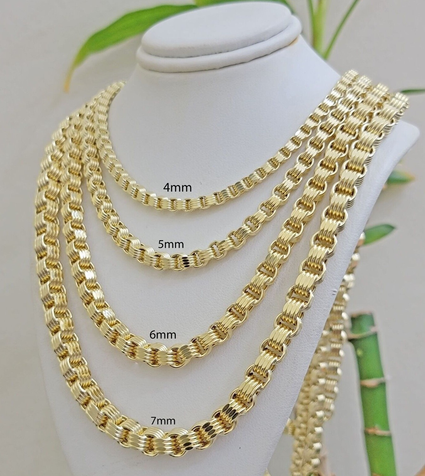 10k Yellow Gold Necklace Box Byzantine Chain 4mm 5mm 6mm 7mm 18 in- 30 in REAL