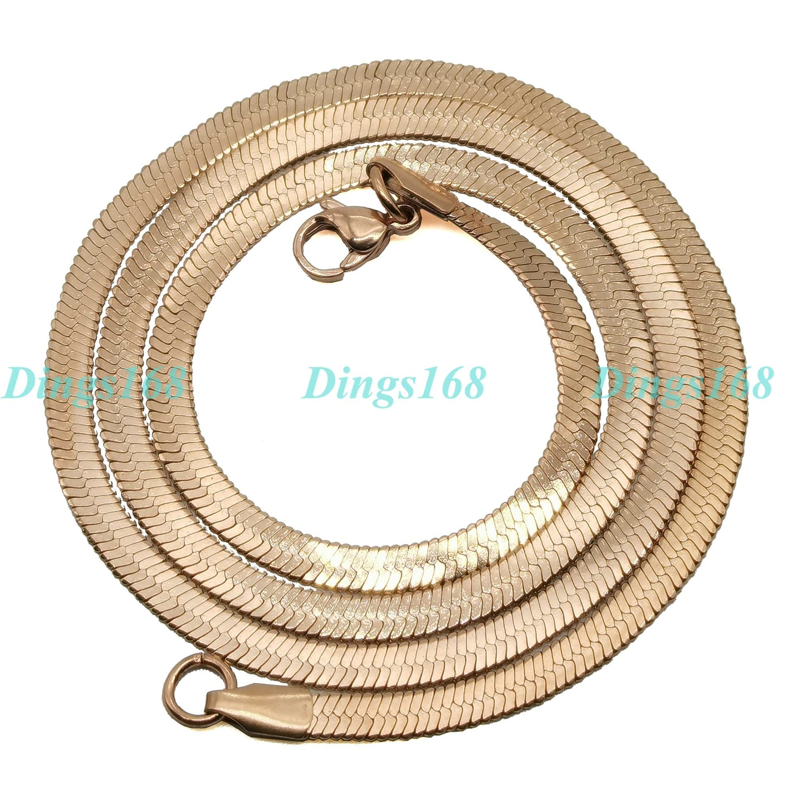18K Rose Gold Filled Tarnish-Free 4 mm Wide 20 inch Herringbone Chain Necklace