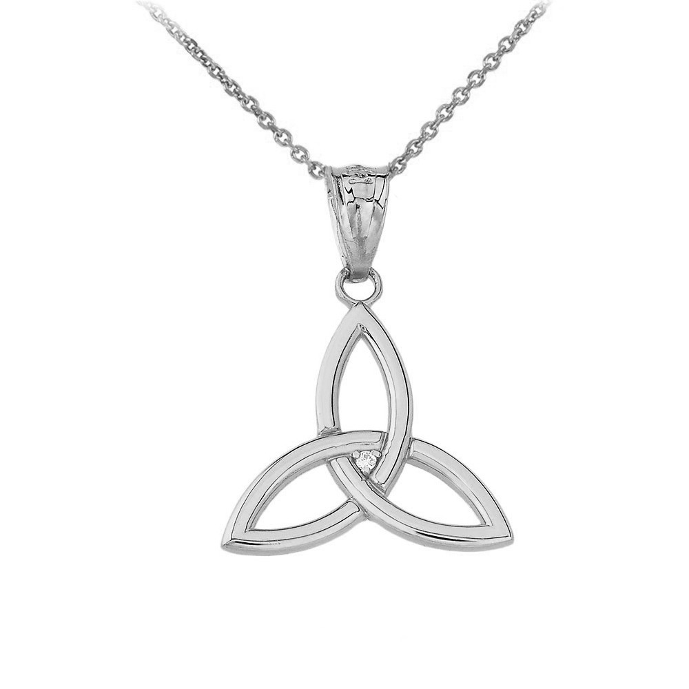 Gold Celtic Knot Triquetra Trinity Diamond Pendant Necklace(Yellow/Rose/White)