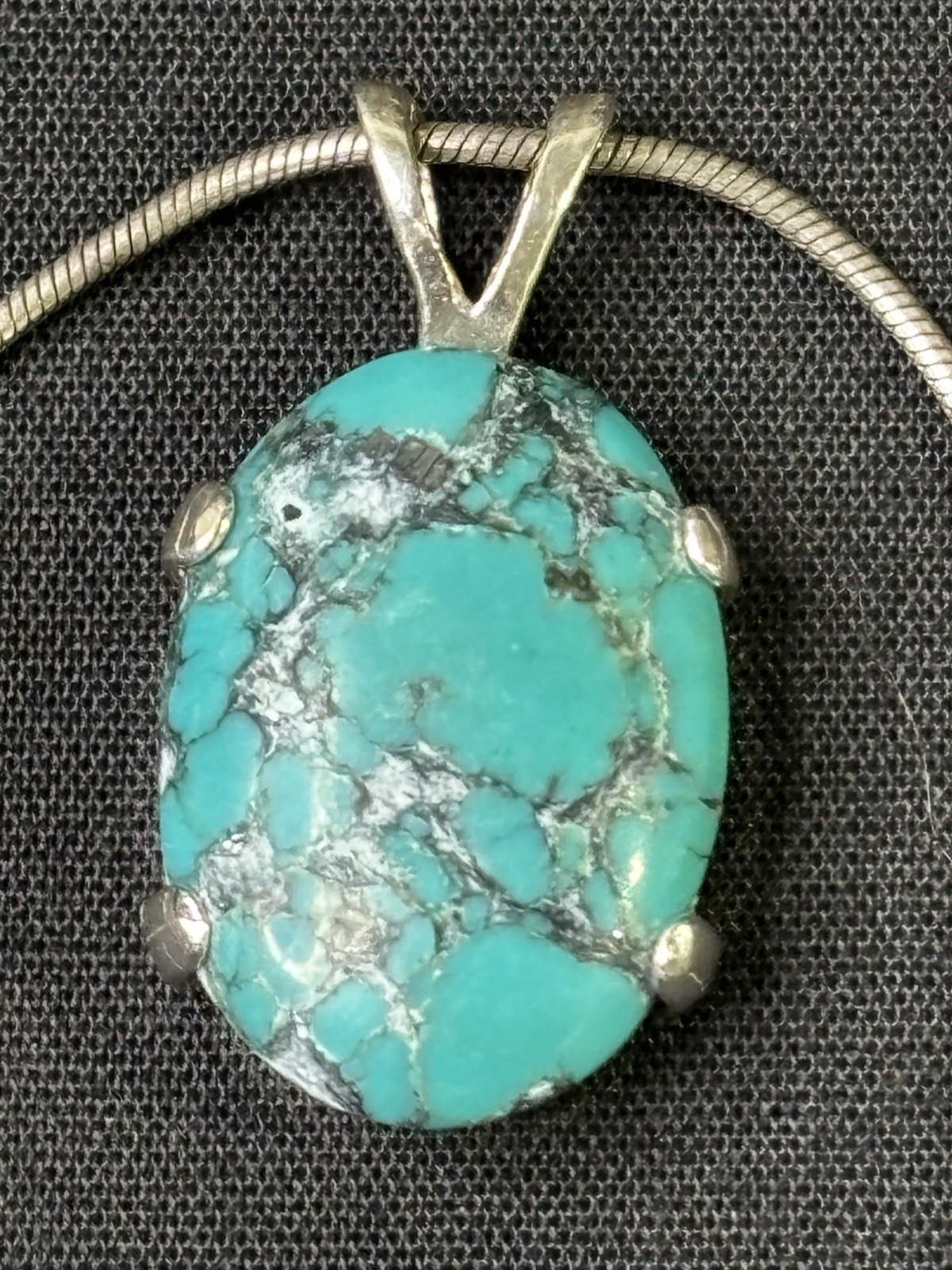 Rare AGI 925 Sterling Silver & Turquoise W/ SilverPyrite Matrix Pendant&Necklace