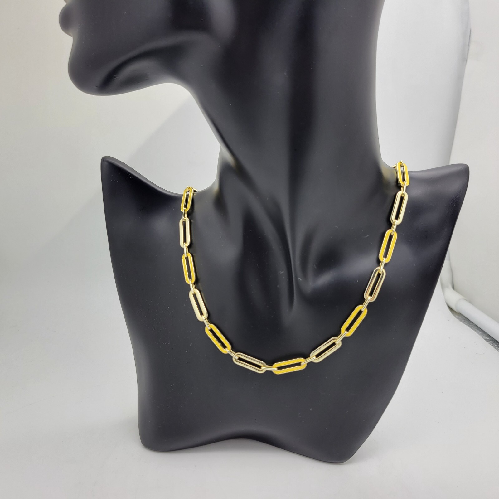 Adinas Jewels Sterling Silver Gold Tone Pastel Yellow Enamel Paper Clip Necklace