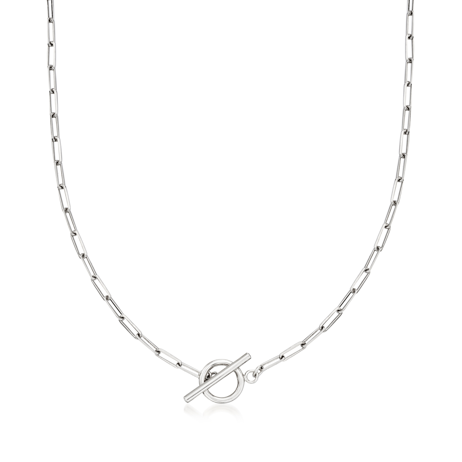 Ross-Simons Sterling Silver 2.5mm Paper Clip Link Toggle Necklace