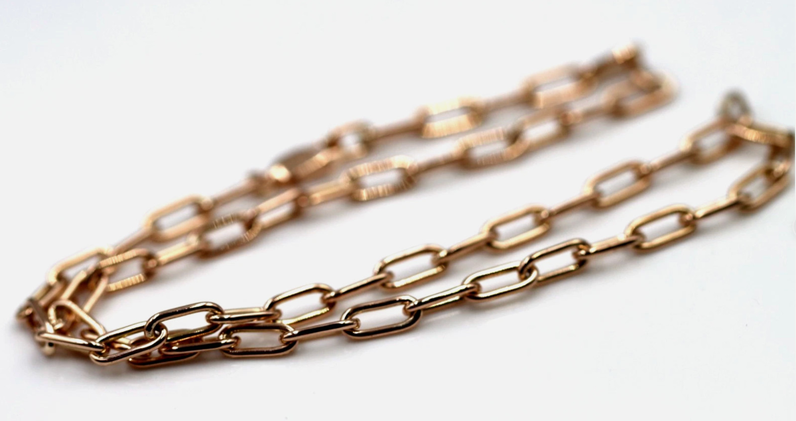 Genuine Solid 9ct 9k 375 Rose Gold Handmade Paper Clip Paperclip 45cm Necklace