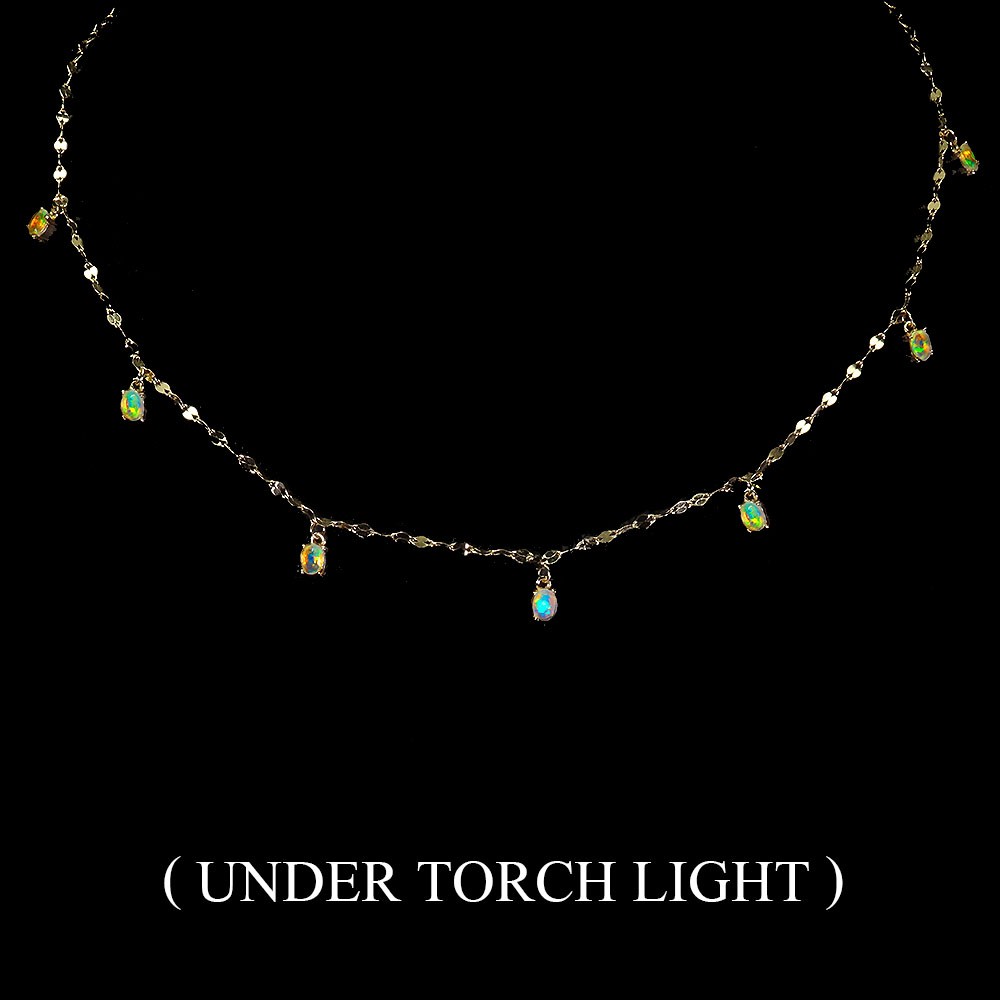 925 Sterling Silver Necklace Oval Fire Opal 4x3mm Natural Gemstone Jewelry 18in