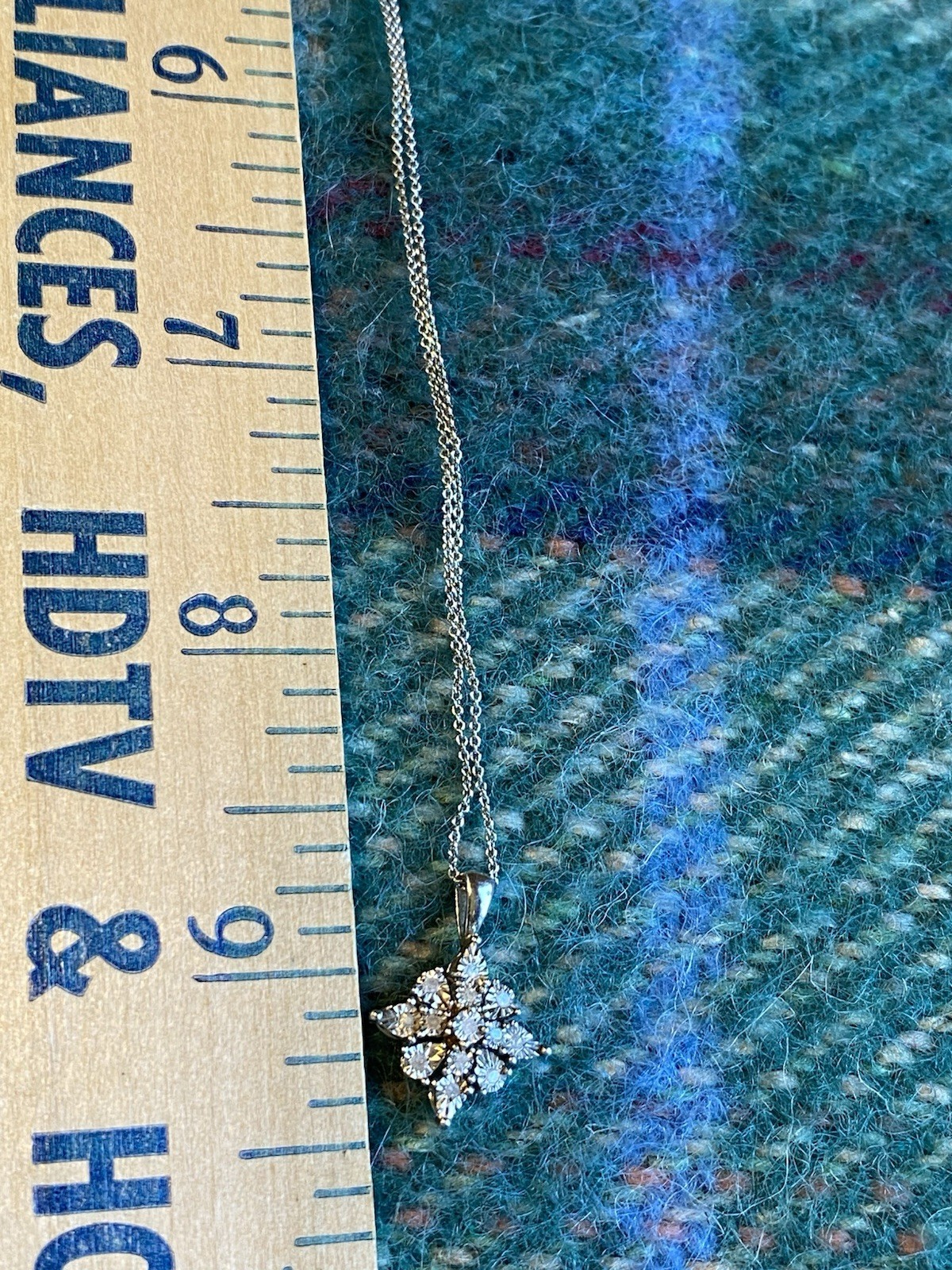 NWT Sterling Silver 925 Diamonds Cluster Snowflake Pendant & Necklace 18″ $200