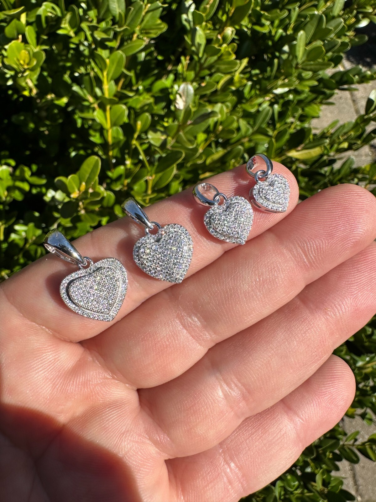MOISSANITE 925 Silver Iced Small Ladies Heart Shaped Love Pendant Necklace Charm