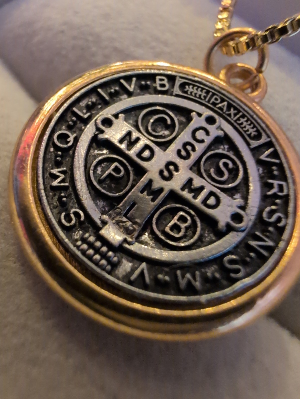 Starline 925 St Benedict’s Medallion 18 Kt Gold Rimmed With 18 GF Necklace