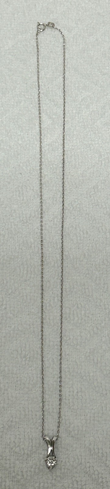 Sterling Silver 925 Chain Necklace Pendant w/ White/Colorless Faux Stone 19.25″