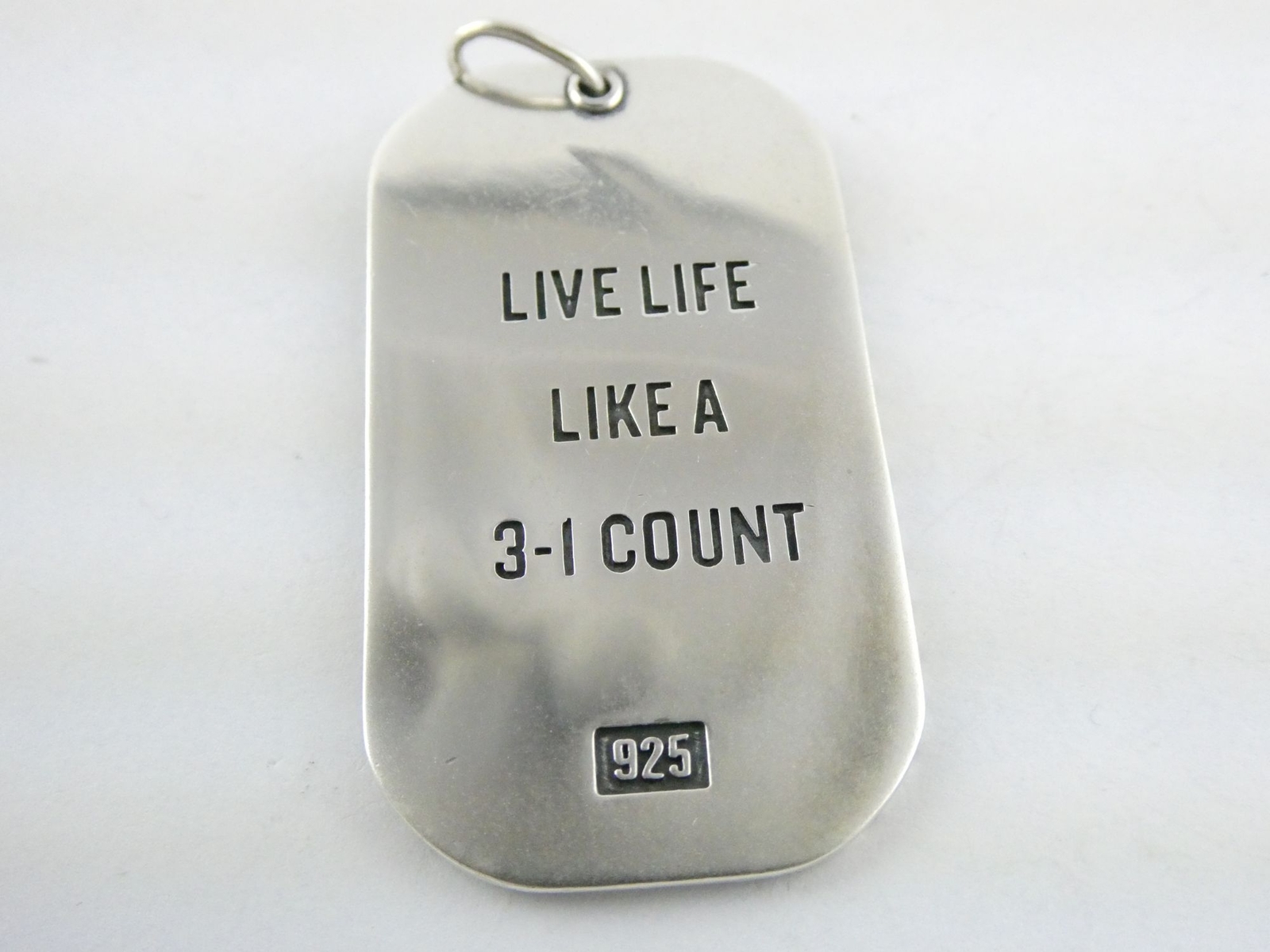 Sterling Silver Live Life Like a 3-1 Count Dog Tag Pendant 925 20g 2.25 Inches