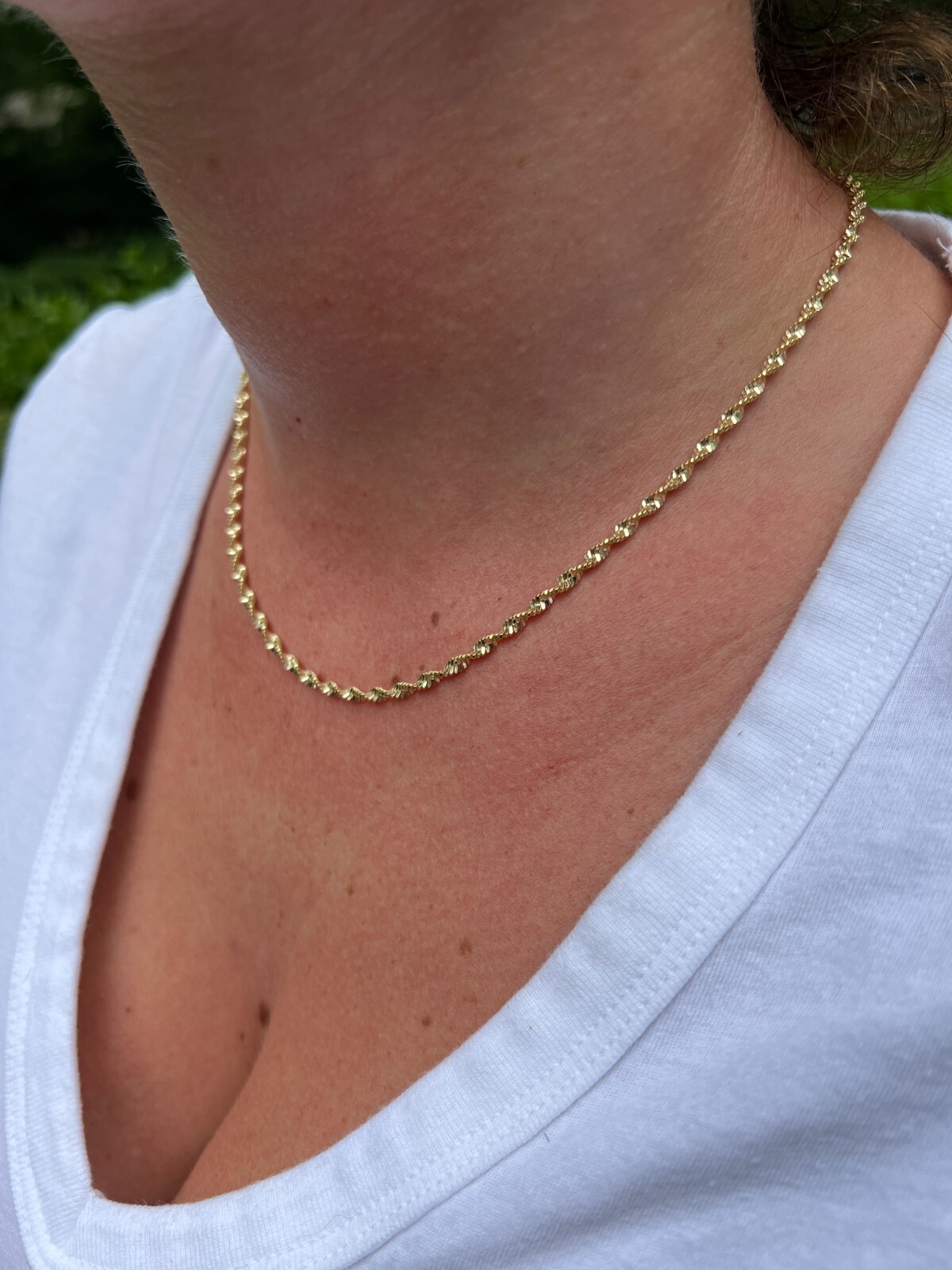925 Sterling Silver Real 14k Gold Plated 2.5mm Singapore Rope Chain Necklace