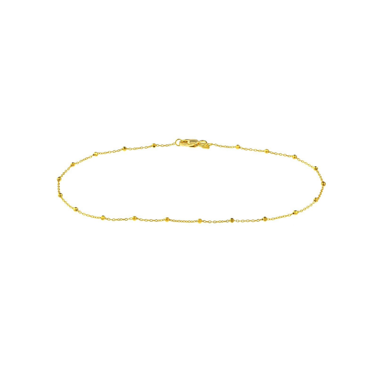 1.7mm Bead Cable Saturn Chain Necklace Real 14K Yellow Gold