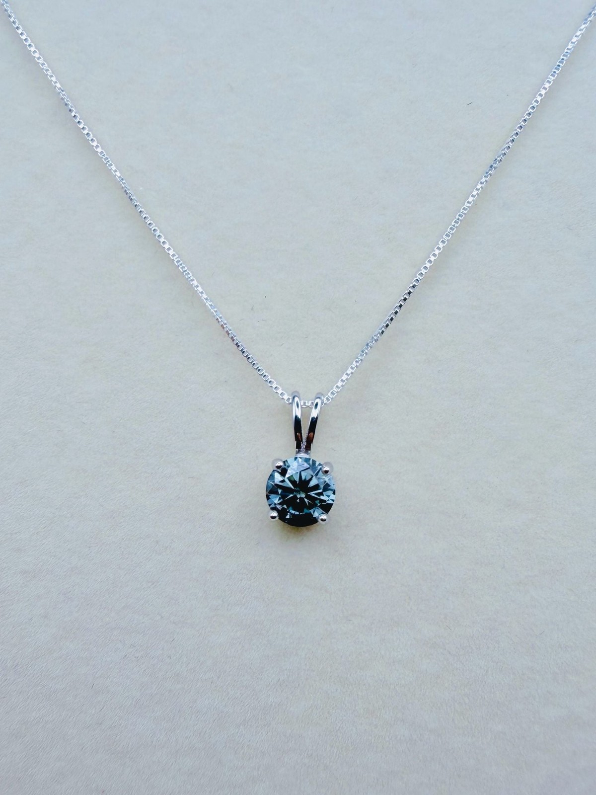 GRA 1.2ct Round Brilliant ICE BLUE Moissanite 925 Sterling Silver Necklace 7.0mm