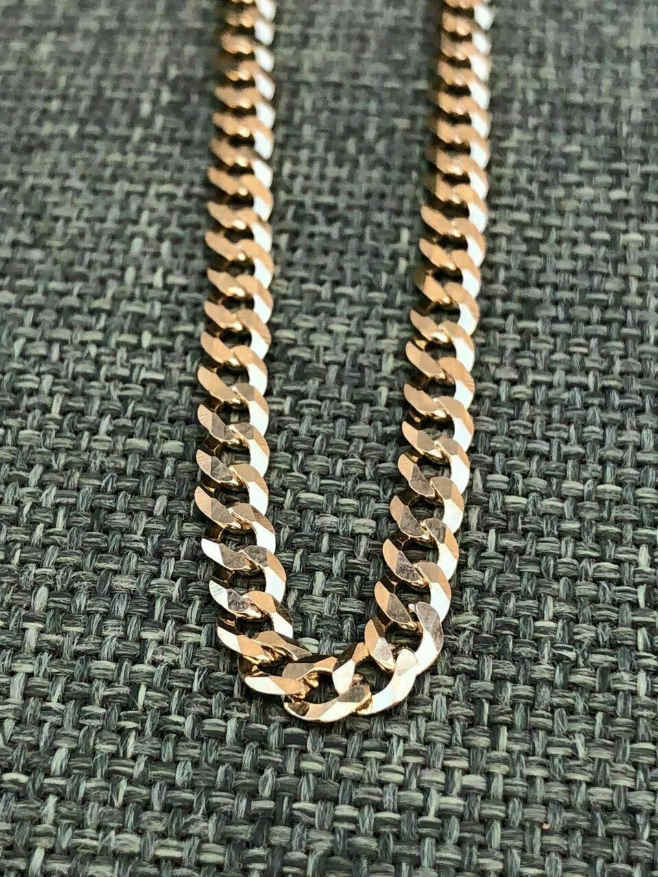 Ladies 18” 14k Yellow Gold Plated Solid 925 Silver 4mm Flat Cuban Chain ITALY