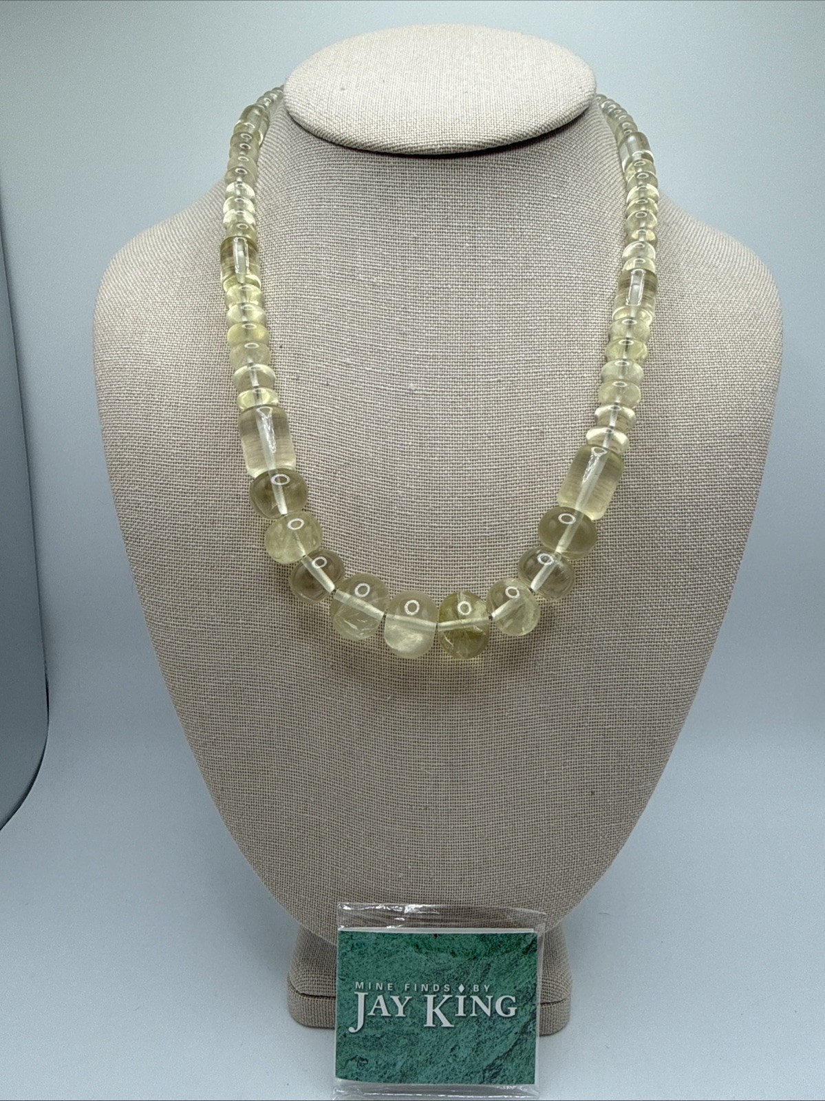 Jay King Natural Brazilian Lemon Citrine Graduated Bead Sterling Silver Necklace