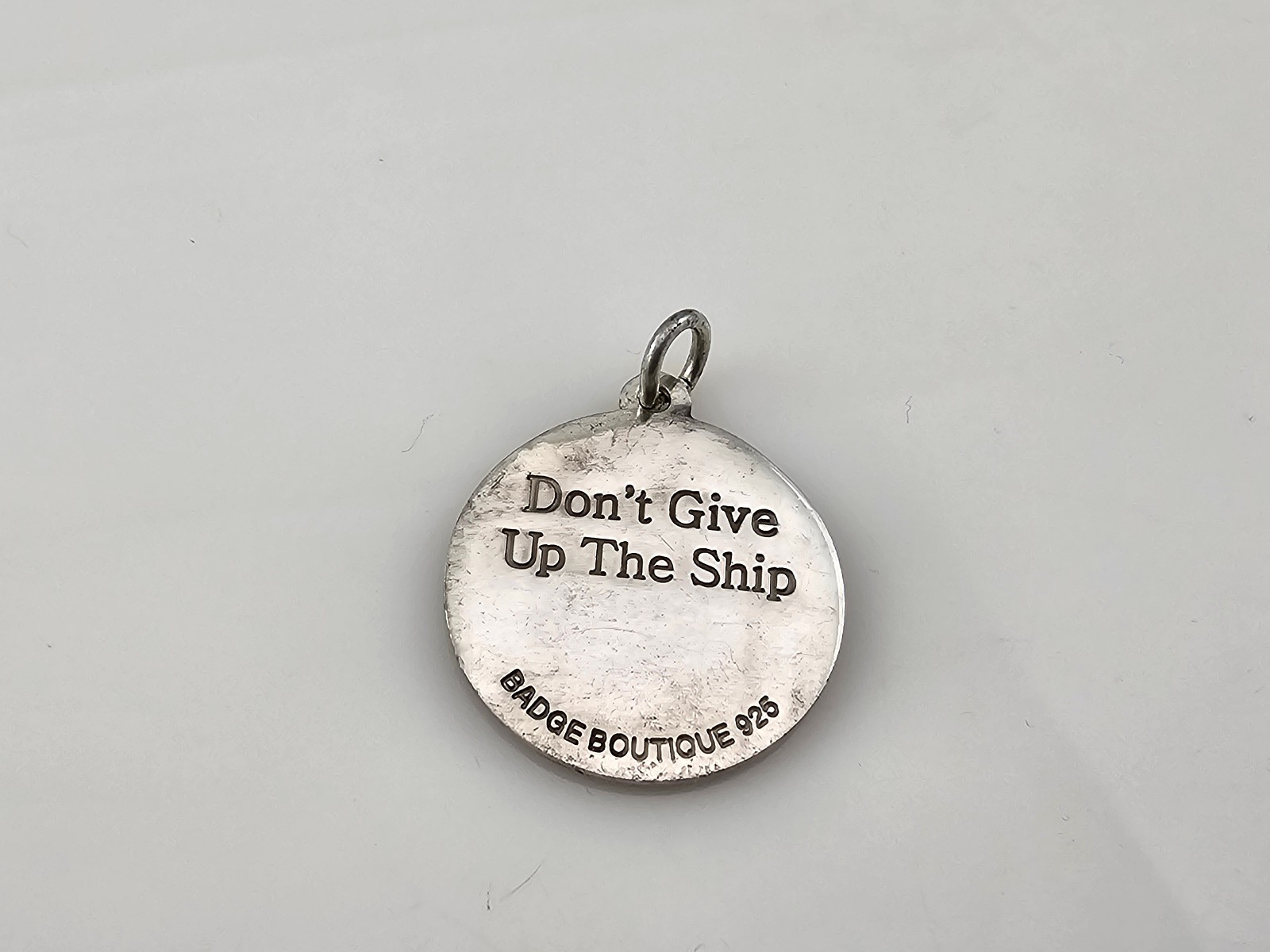 Anchor Hope Love Faith Green Enamel 925 Sterling Silver Medal Pendant 27mm