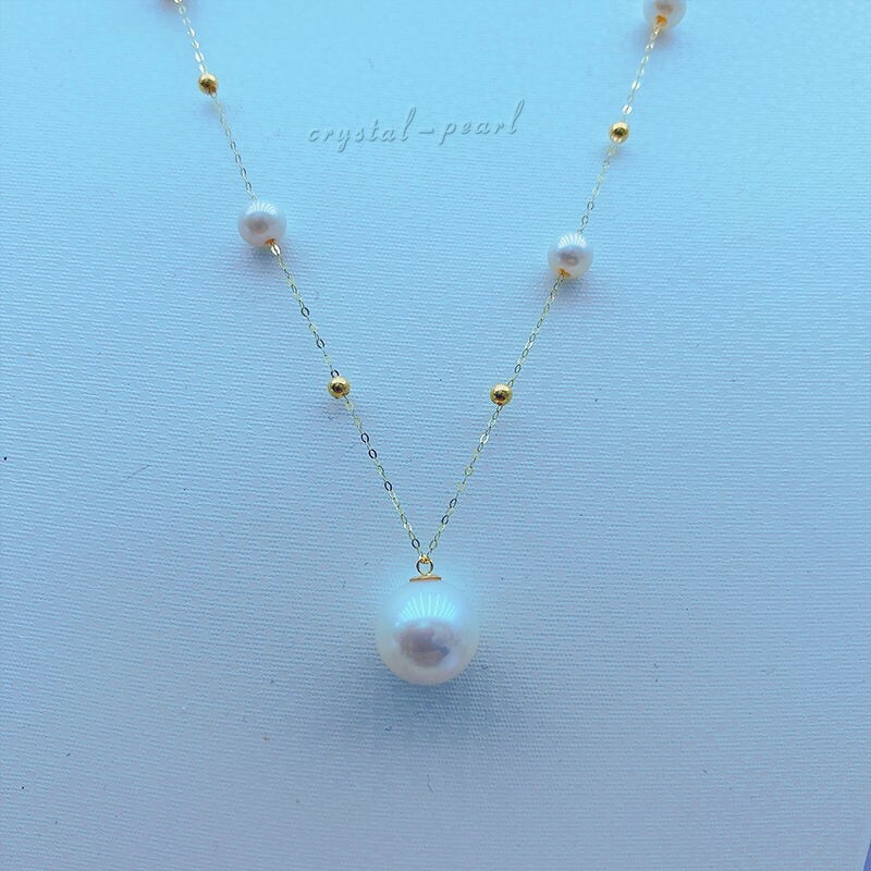 Stunning 18″ AAA+ south sea NATURAL WHITE PEARL NECKLACE 14K
