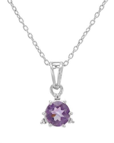 Solitaire Necklace W/0.75ctw Genuine Amethyst Made in 925 Sterling silver 18″