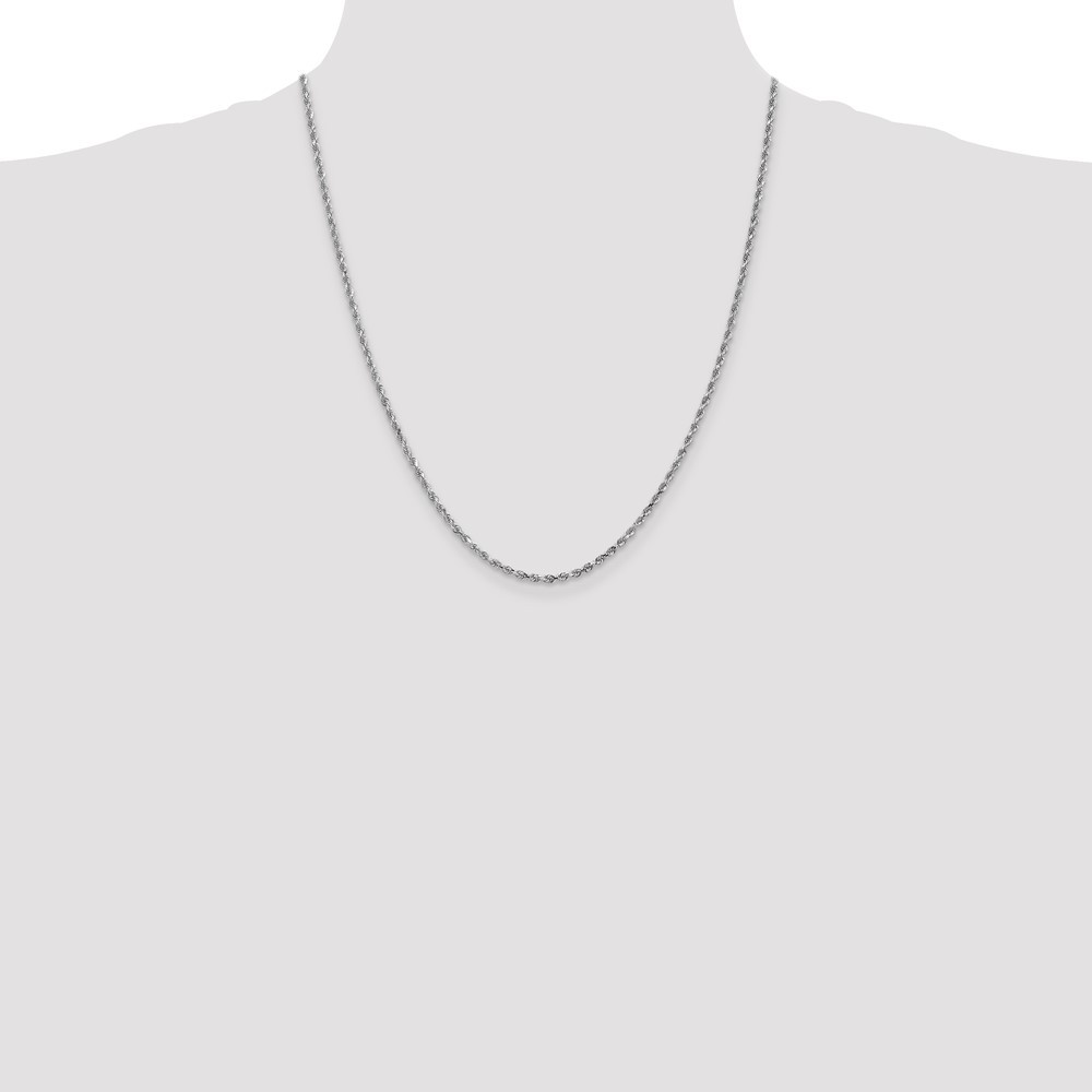 10k White Gold 2.25mm Diamond-cut Rope Chain Necklace 22″ 9.1gm