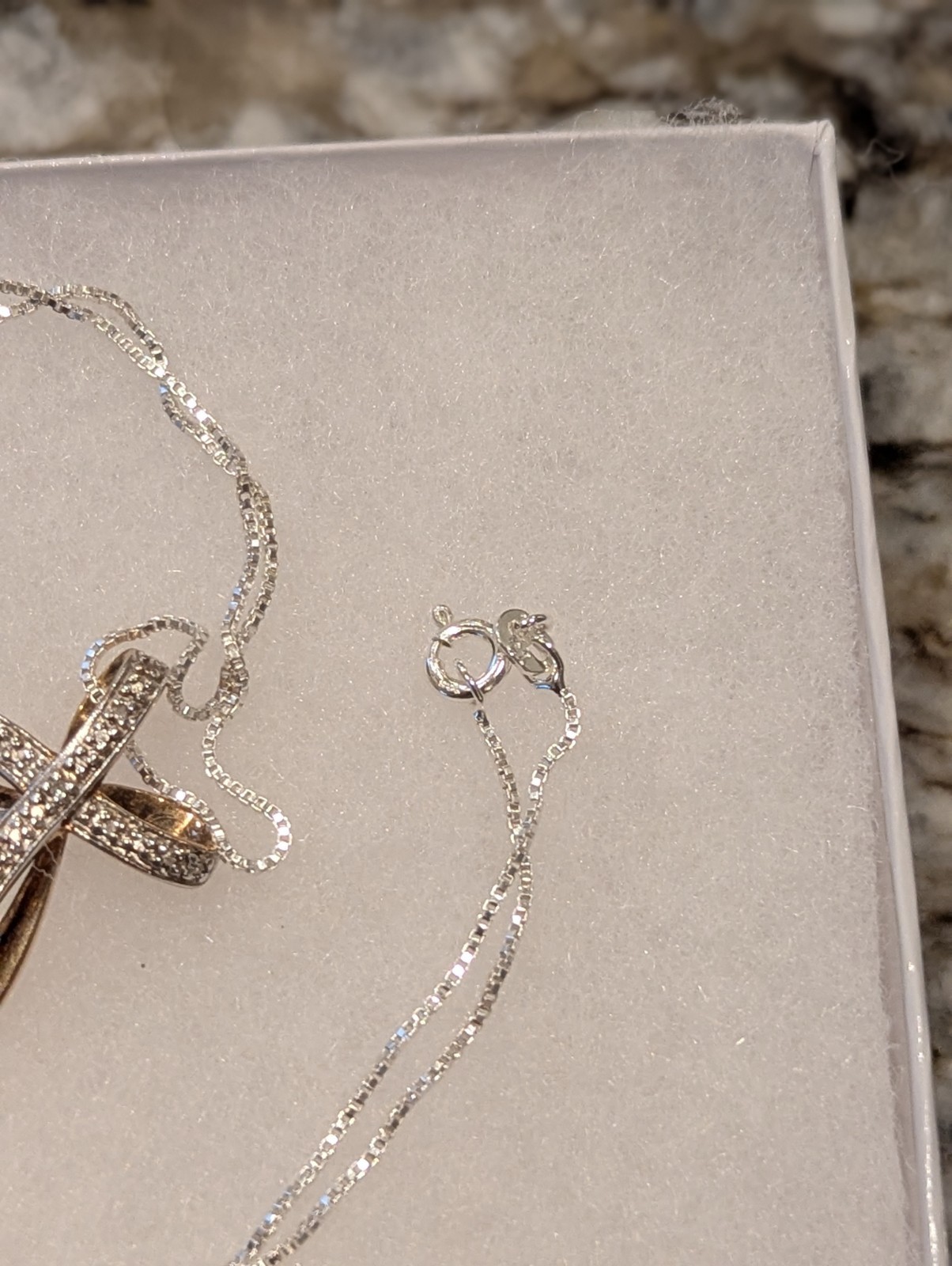 925 Ross Simons Gold Over Sterling Diamond Infinity Cross Pendant 18″ Box Chain