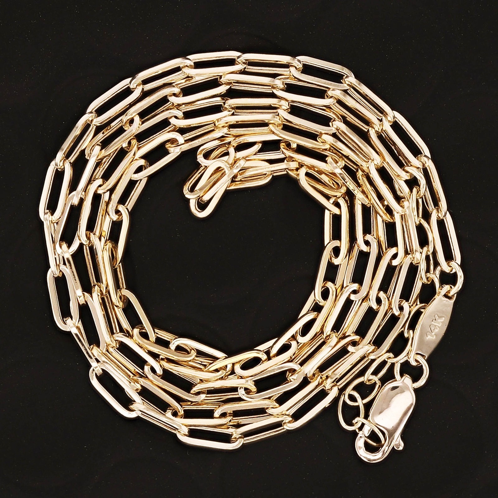 Italian 14k Yellow Gold Paper Clip Link Chain Necklace 18″ 2.3mm 2.2 grams